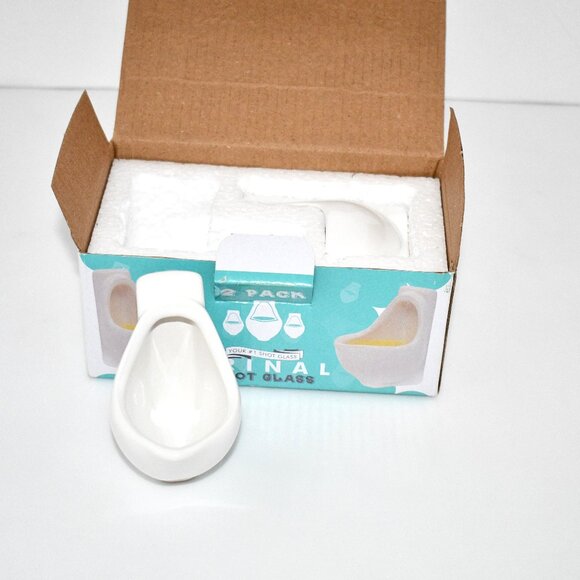 Fairly Odd Novelties Ceramic Urinal Shot Glasses, Set of 2, 1.5oz, Gag Gift, NWT - Picture 1 of 2